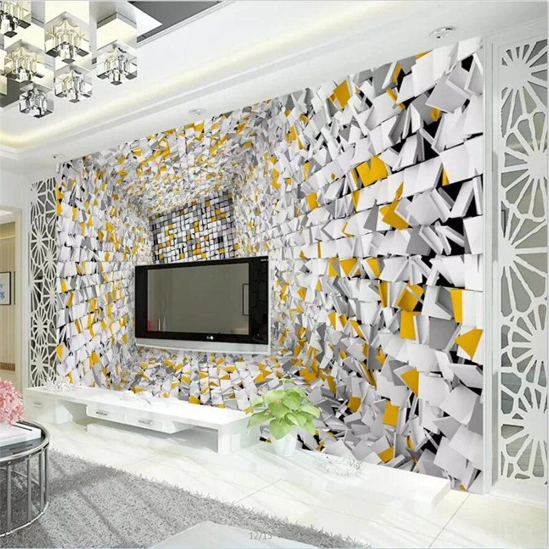 3DBEIBEHANG Custom wallpaper large upscale European modern 3D abstract three-dimensional box paper-cut wall decoration