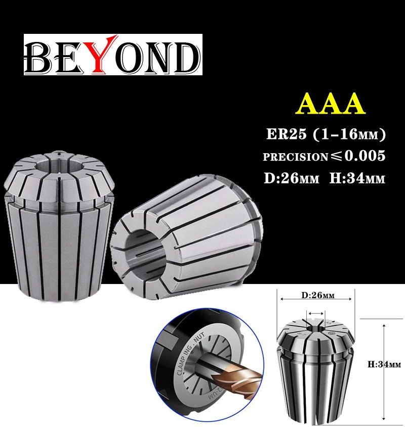 BEYOND AAA 1 шт. ER ER25 1-16 мм Высокоточный эластичный цанговый 0 005 пружина Цанга для