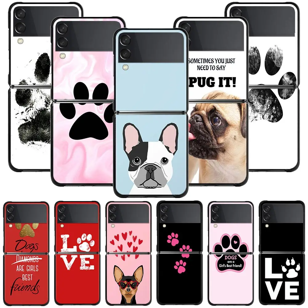 

Phone Case For Samsung Galaxy Z Flip3 5G Hard PC Fundas For Samsung Z Flip 3 5G z flip Coque Cover Dogs are best friends Dog paw