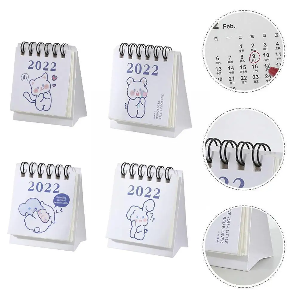 

2022 Mini Desk Calendar Stand Up Flip Calendar Daily Table Cute Dropshipping Planner Monthly B5P2