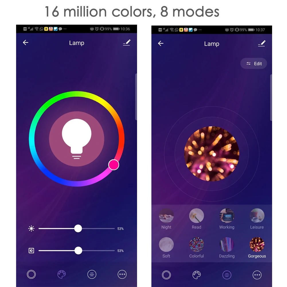 Умная лампа RGB с Wi-Fi голосовым управлением работает Tuya Smart Life Alexa Google IFTTT E27 RGBW 90-250 В 2