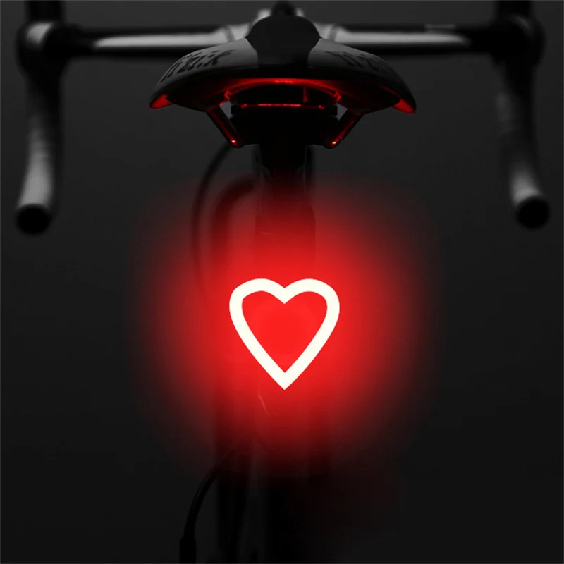 

LED Bike Tail Light Rechargeable Bicycle Rear Light Creative Heart Shape Waterproof Cycling Taillight Night Safety Warning Lamp