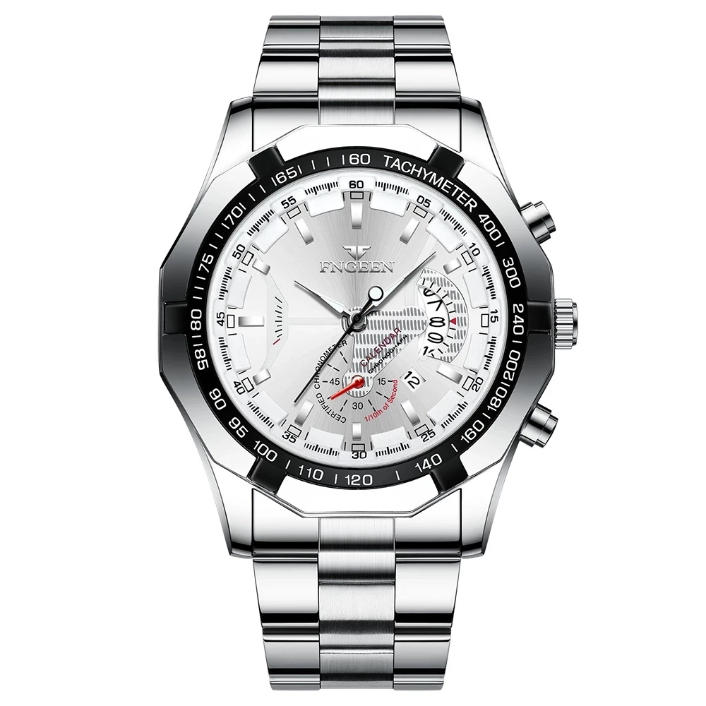 Luxury Stainless Steel Band Fashion Waterproof Quartz Watch For Man Calendar Male Clock 3