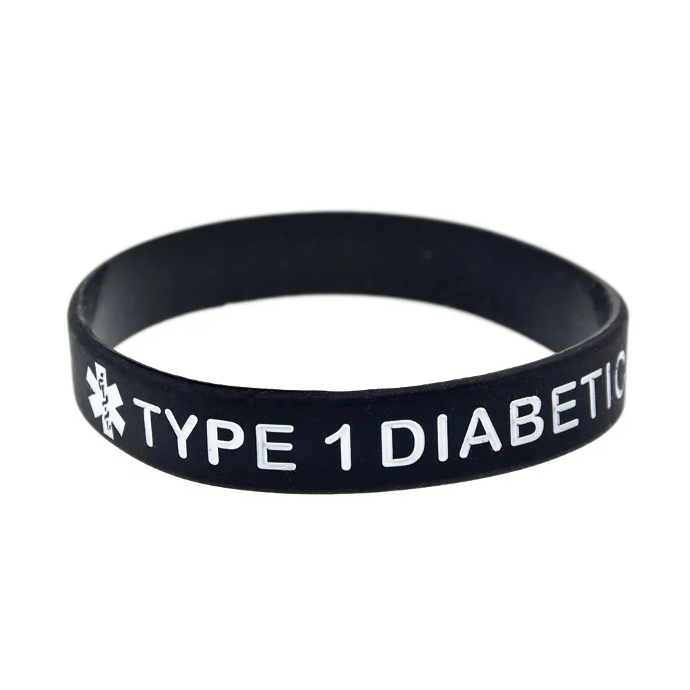 Fashion TYPE 1 DIABETIC silicone bracelet type 1 diabetes warning language bracelet sports bracelet hot sale images - 6