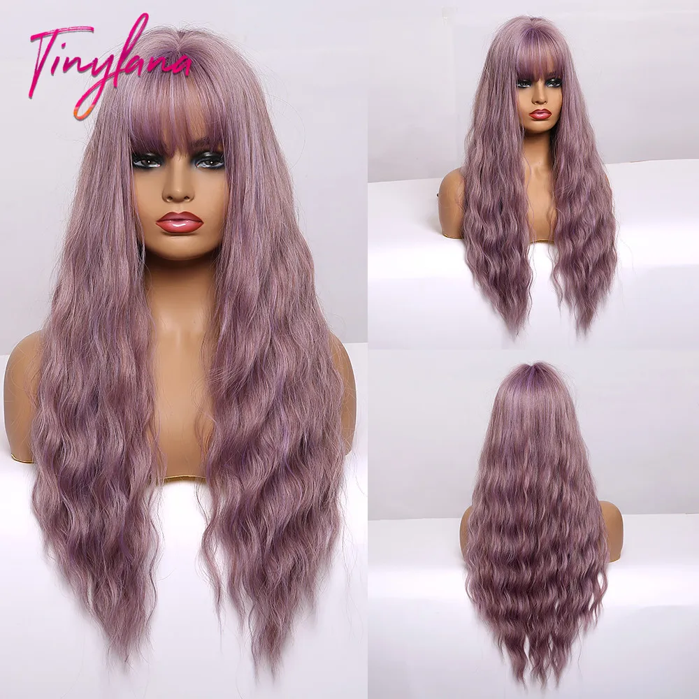 Крошечная Лана длинный Омбре фиолетовый пепельный блонд свободные волнистые
