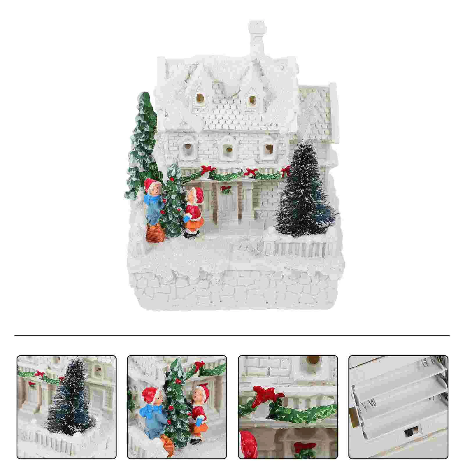 

1Pc Christmas Mini Luminous House Mini Landscape Decor Micro Resin House Decor