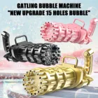 Детский автоматический пистолет для пузырей Gatling, летняя электрическая пузырьковая машина с пятнадцатью отверстиями, огромное количество мыльной воды, Пузырьковая машина, игрушки # g4