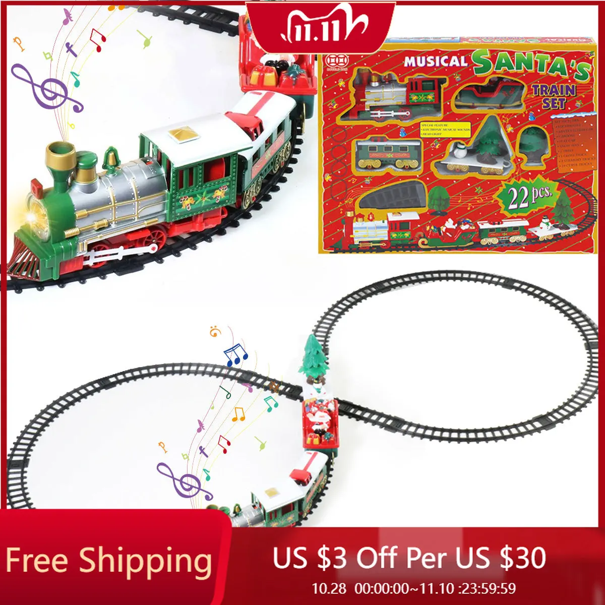 

Christmas Train Set Electric Christmas Train Toy With Light Music Children Train Track Toy Model Kids Christmas Birthday Gift