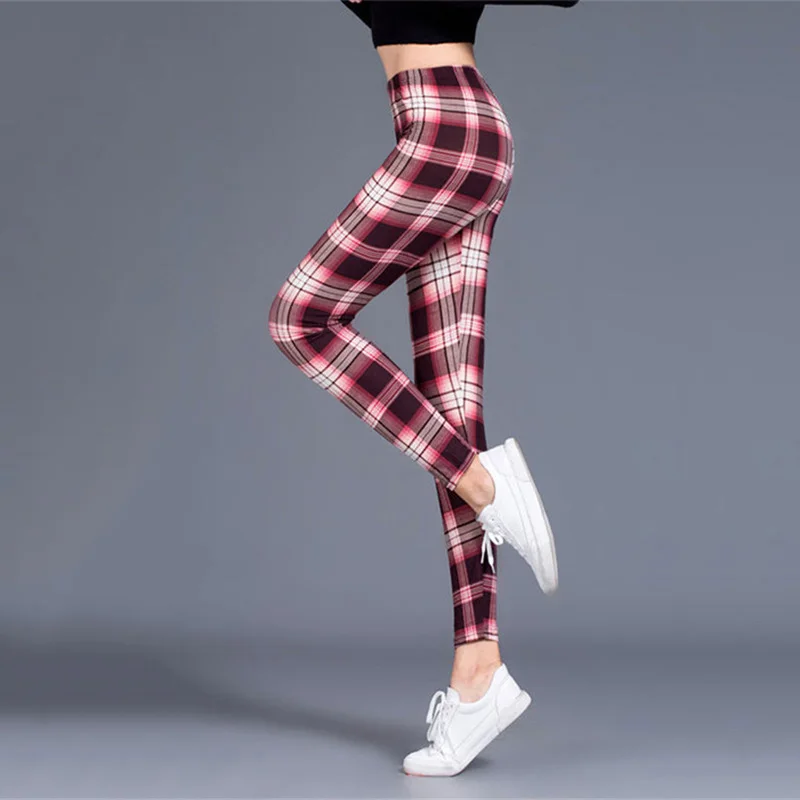 

Workout Jogging For Women Leggings Push Up Trousers Grid Printed Fashion High Waist Pants Athleisure Plus Size Sexy Leggings