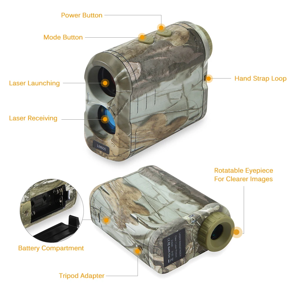 Monocular laser Distance Meter Rangefinder 600m Golf Hunting Telescope Speed Measure Tester | Спорт и развлечения