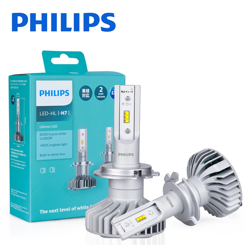 2 шт. Philips X tremeUltinon H7 LED H1 H8 H11 H16(JP) 6000K светодиодная лампа Автомобильные фары