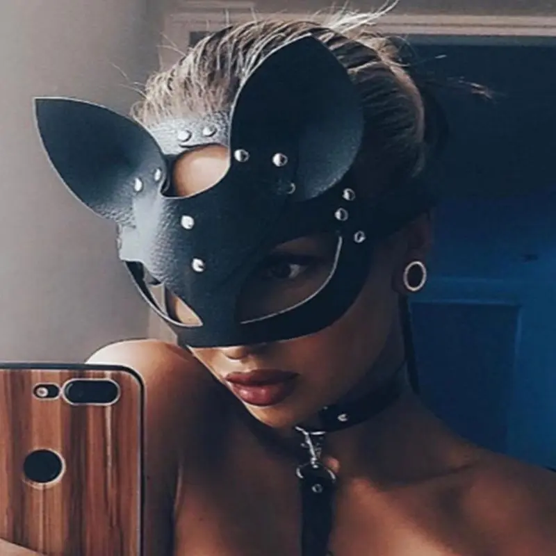 Сексуальная кожаная маска «кошка» Для женщин кошачья голова черная маска для хеллоуина и карнавала вечерние маска женщина-кошка костюм с маской аксессуар