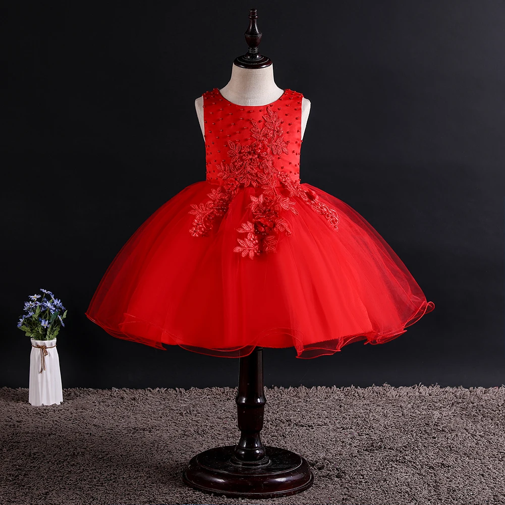 Skyyue детское платье с цветочным узором для девочек на свадьбу аппликация вышивка