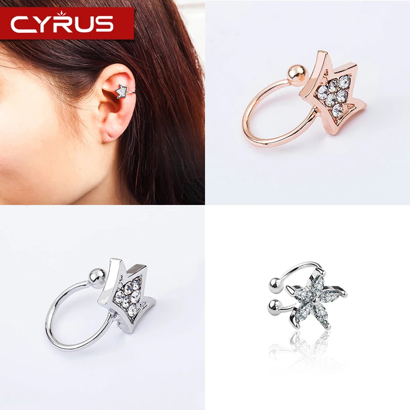 Корона цветок ухо манжеты Стразы Золотой цвет сладкий зажим для уха