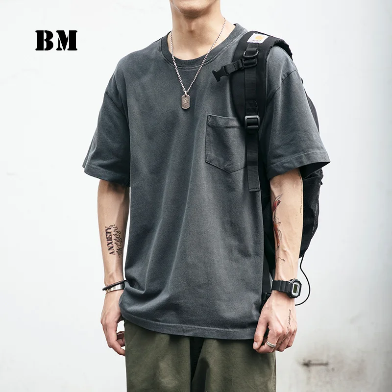 

Summer High Quality Harajuku Casual Solid Color T-Shirt Korean Streetwear Cotton Top 2022 Funko Pop Men Clothing Short Sleeve