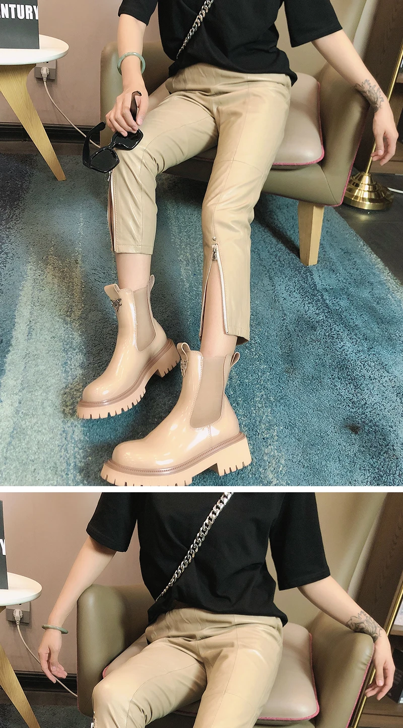 

Pencil Pants Female Genuine Leather Trousers Ropa Mujer Women High Waist Pants Autumn 2021 Woman 100% Sheepskin