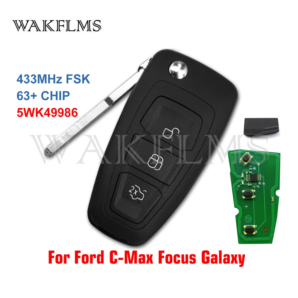 3 кнопочный флип брелок для автомобильного ключа 433 МГц Ford Mondeo Focus C Max Grand Galaxy S с
