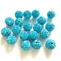50pcs 10mm high quality turquoise crystal clay pave rhinestone round disco ball loose spacer bead for bracelet necklace creation