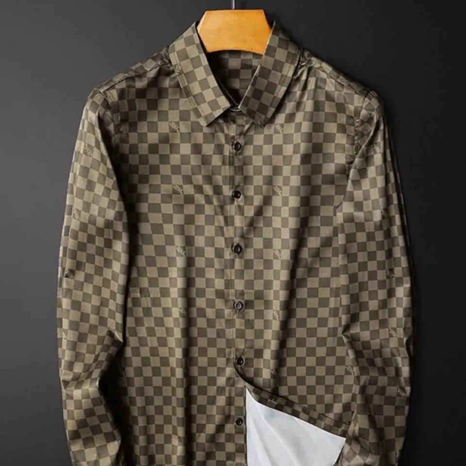 

Long sleeve shirt spring autumn large print cool casual men's Plaid Shirt
