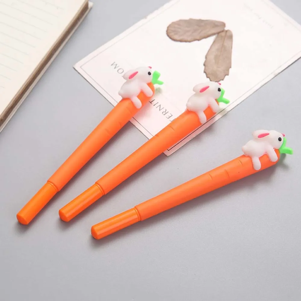 

10pcs 0.5mm Carrot Shaped Black Ink Pen Rabbit Pen for School Office Student