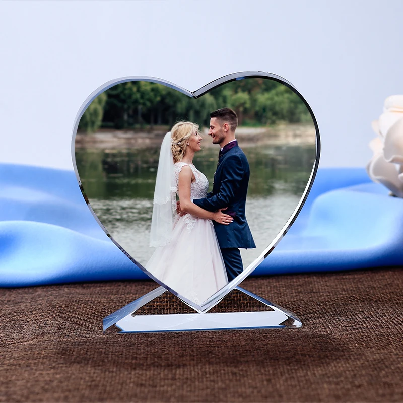 

Customized Heart Shaped Photo Album Glass Ornaments Personalized Picture Pasting Glass Miniature Home Decor DIY Love Gifts