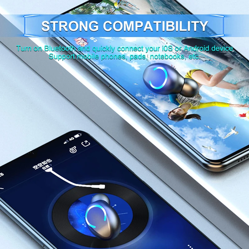 

TWS F9-6 Mini Bluetooth Headphone Waterproof IPX7 Touch Control Sport Earbuds For Huawei Oppo Iphone Xiaomi Wireless Headphones