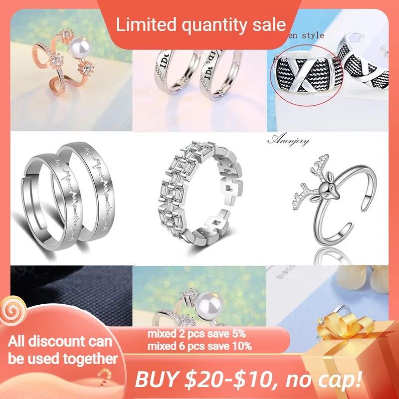 

Evimi 925 Sterling Silver Pearl Zircon Flower Bow Letter Rings For Women Men Couple Ring Wholesale Jewelry Holiday Gift
