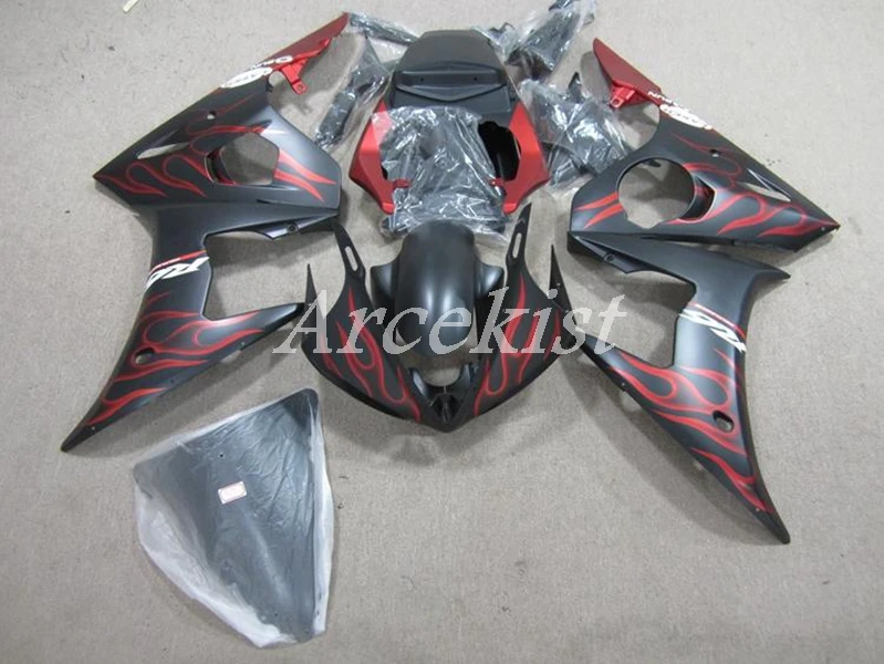 

Новый ABS весь Мотоцикл Обтекатели Наборы подходит для YZF-R6 r6 2003 2004 2005 03 04 05 изготовленный на заказ Бесплатная доставка красное пламя
