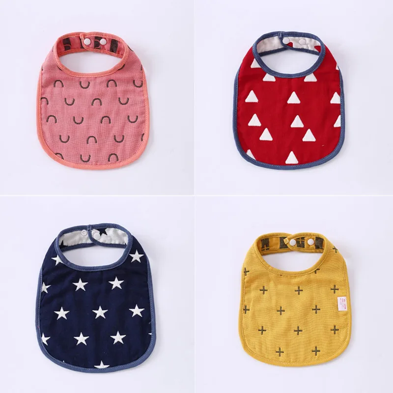 Baberos de algod&oacute;n de 6 capas para beb&eacute;, babero reutilizable de dibujos animados, ajustable, suave, toalla para Saliva, bufanda, pa&ntilde;o para eructar, 5 uds.-1