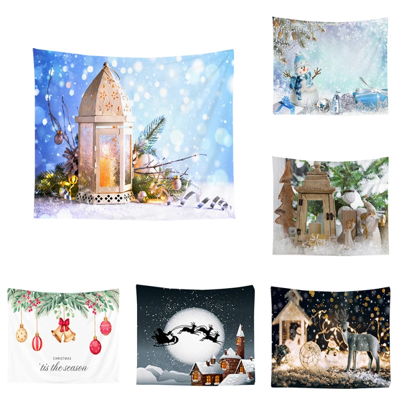 

Fuwatacchi 150cm Santa Printed Tapestry Wall Hanging Tapestries Merry Christmas Pattern Beach Blanket Tapestry Carpets Xmas Gift