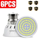 Лампа светодиодная GU10 E27 220 В MR16 E14 48 60 80LED s B22 2835, 5 Вт 7 Вт 9 Вт, 6 шт.