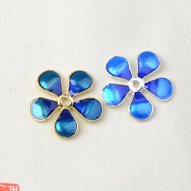 

10pcs New Bridal Headdress Blue Flower Alloy Pendant DIY Handmade Clothing Shoes Accessories Materials New Jewelry Discovery