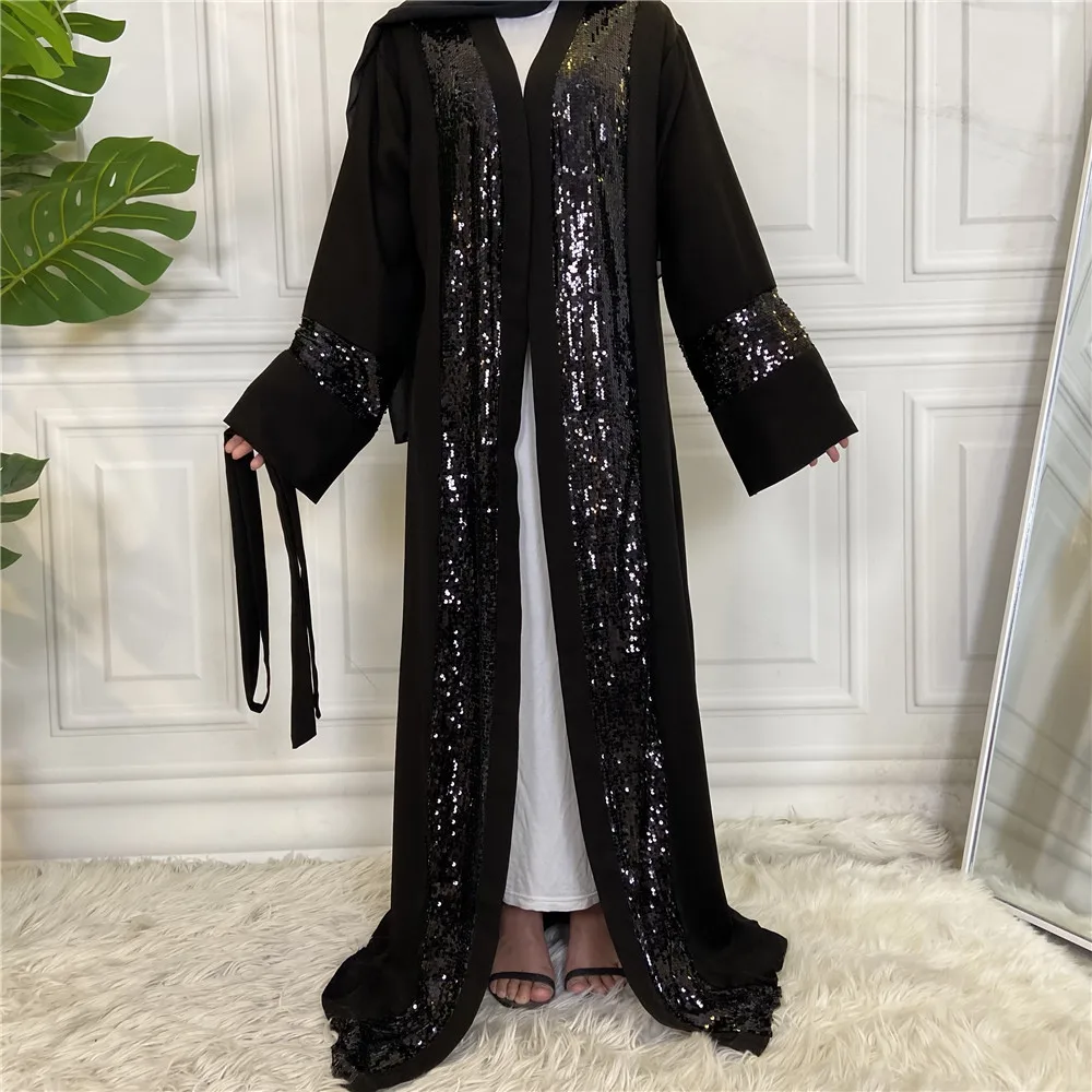 Мусульманское модное женское платье-кардиган с блестками, 2021