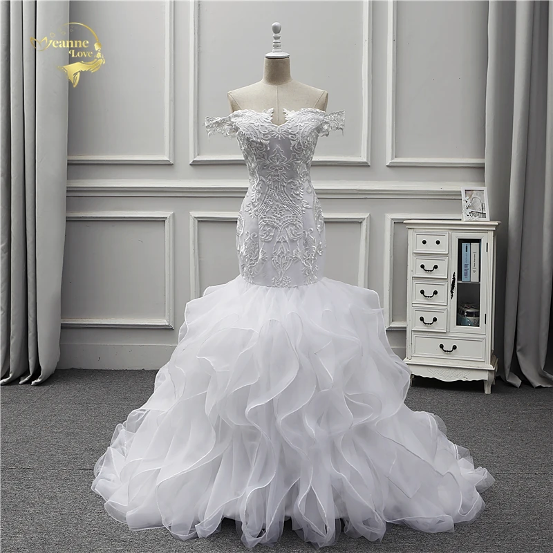 Жанна Love 2021 новый дизайн свадебное платье Русалка кружево Кепки рукавом Robe De Mariage