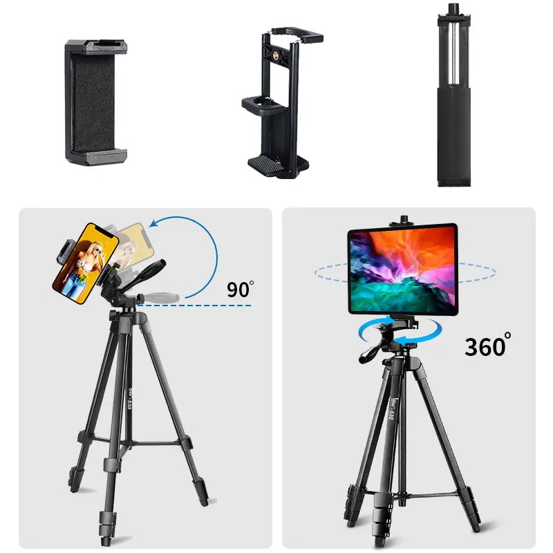 Camera Tripod for iPad Pro &amp Mobile Phone 150cm Alloy Stand Lightweight Bluetooth Remote Tablet Holder E-Book | Электроника