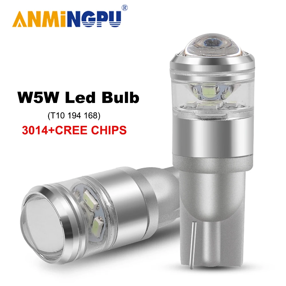

ANMINGPU 2X Signal Lamp T10 Led Canbus W5W Bulb Cree 3030SMD Led W5W 194 168 Auto Clearance Light Reading Light Dome Lights 12V