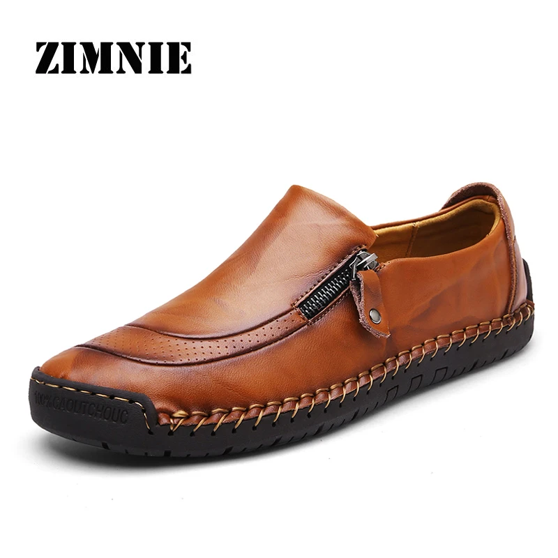 

Туфли ZIMNIE мужские из натуральной кожи, классические удобные повседневные лоферы, плоская подошва, Мокасины, большие размеры