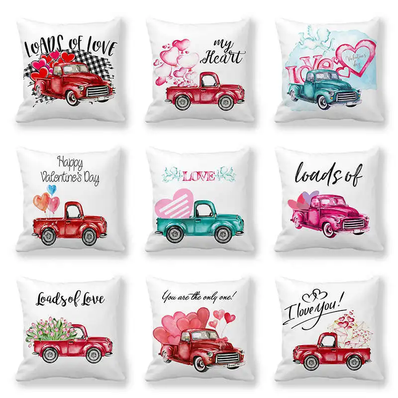 

Pink Love Single One Side Print Cushion Cover Soft Polyester Pillow Cover for Home Sofa Seat Throw Covers Decorative 45x45cm