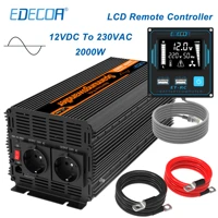 edecoa 2000w dc 12v 24v to ac 220v 230v pure sine wave power inverter with lcd remote controller for caravan campervan motorhome