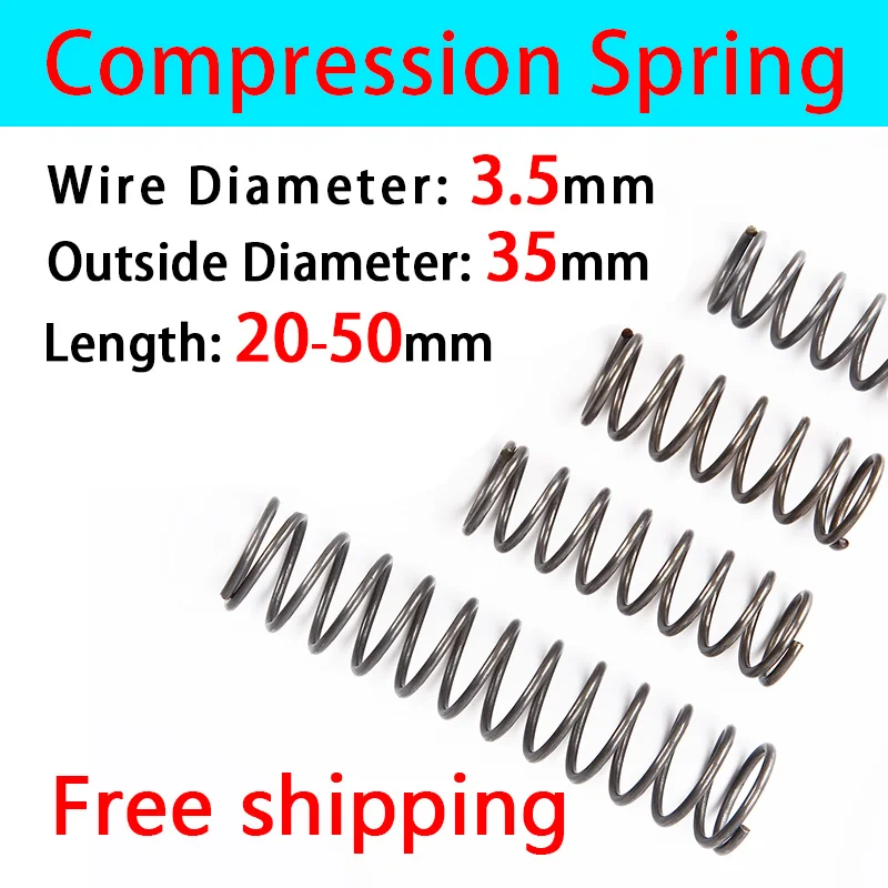 

Compressed Spring Line Diameter 3.5mm, External diameter 35mm, Length 20mm-50mm Pressure Spring Telescopic spring Cash sale