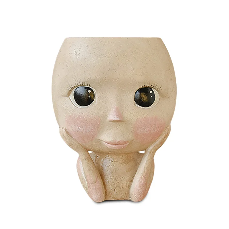 

Minimalist Hand-painted Abstract Vase Human Face Creative Plastic Vase Display Home Craft Room Decor Flower Vase