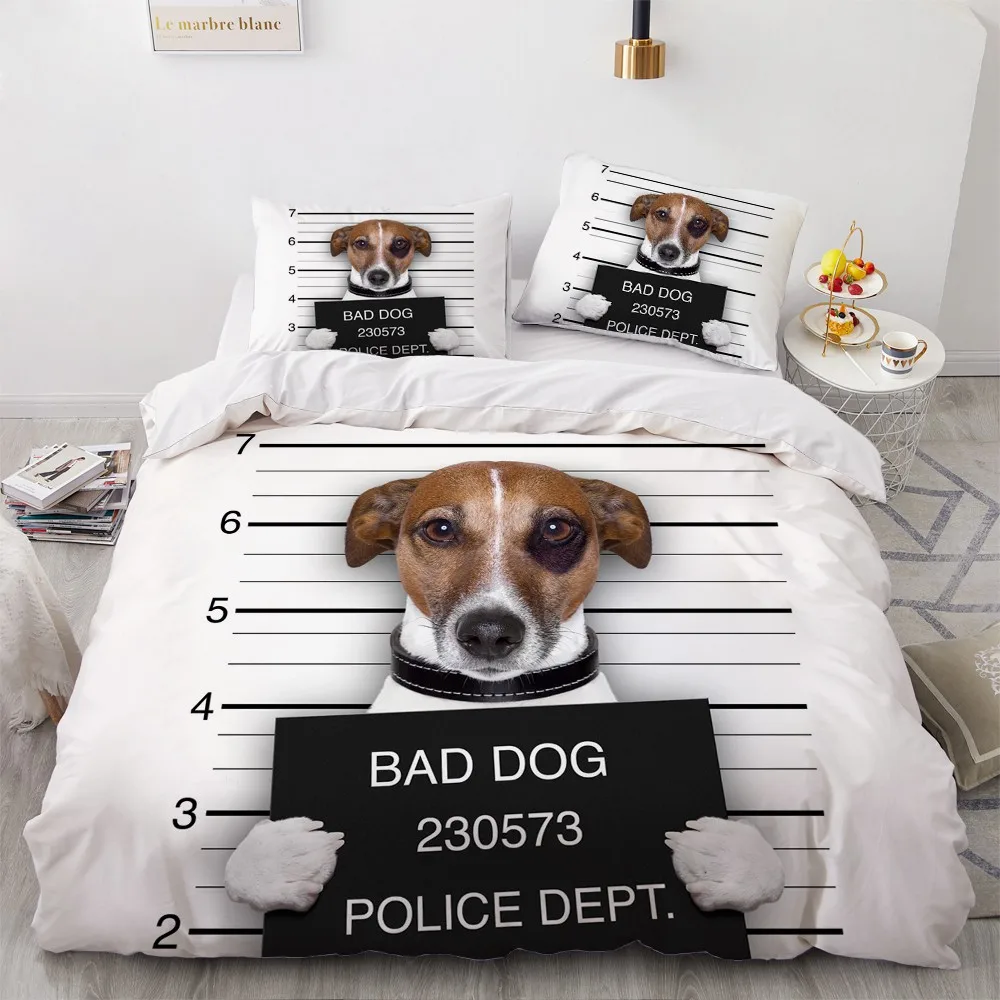 

3D Bedding Sets Green Duvet Quilt Cover Set Comforter Bed Linen Pillowcase King Queen 230x230cm Size Dogs Pet Dog Cat