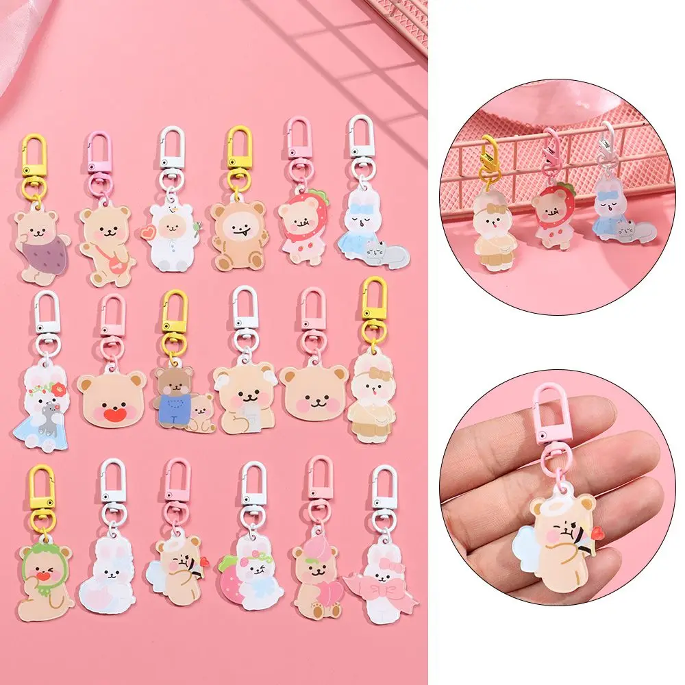 

Fashion Jewelry Phone Chain Gift Woman Keyring Keychains Bag Pendant Rabbit Cat Bear