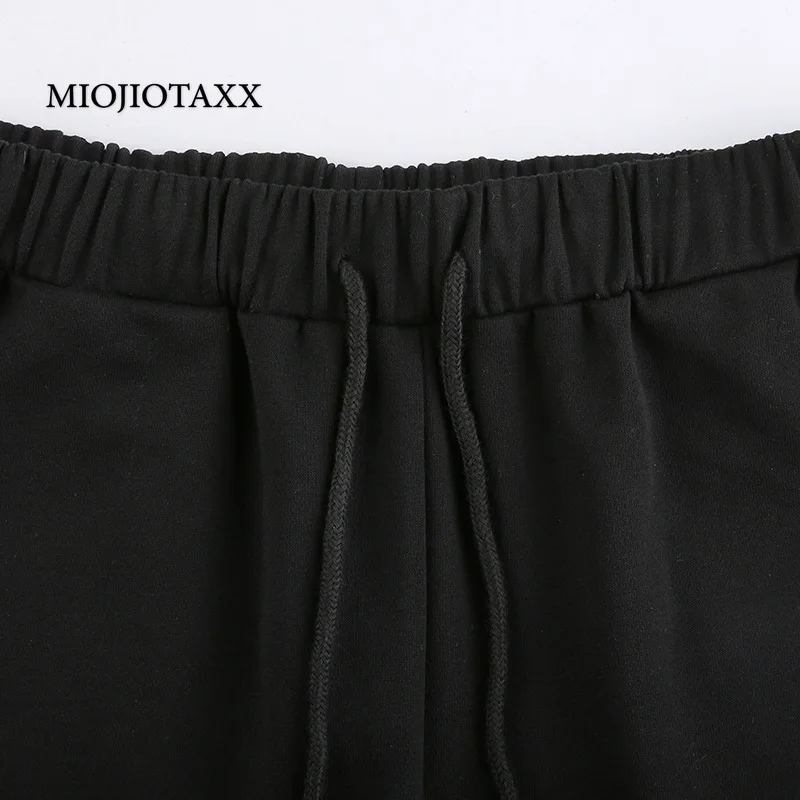 

MIOJIOTAXX Casual Sweatpants 2021 Spring Autumn New Loose Tie Corset Leg Bone Hot Diamond Sweater Women Harajuku