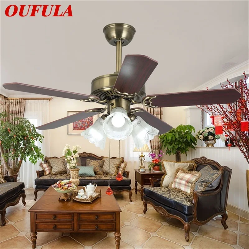 

OUFULA Ceiling Fan Light Modern Simple Straight Blade Lamp With Remote Control LED For Home Living Room