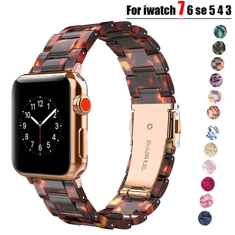 

Resin strap for apple watch 7 band 41mm 45mm 44mm 40mm 42mm/38mm correa smartwatch Loop bracelet for iwatch series 6 se 5 4 3