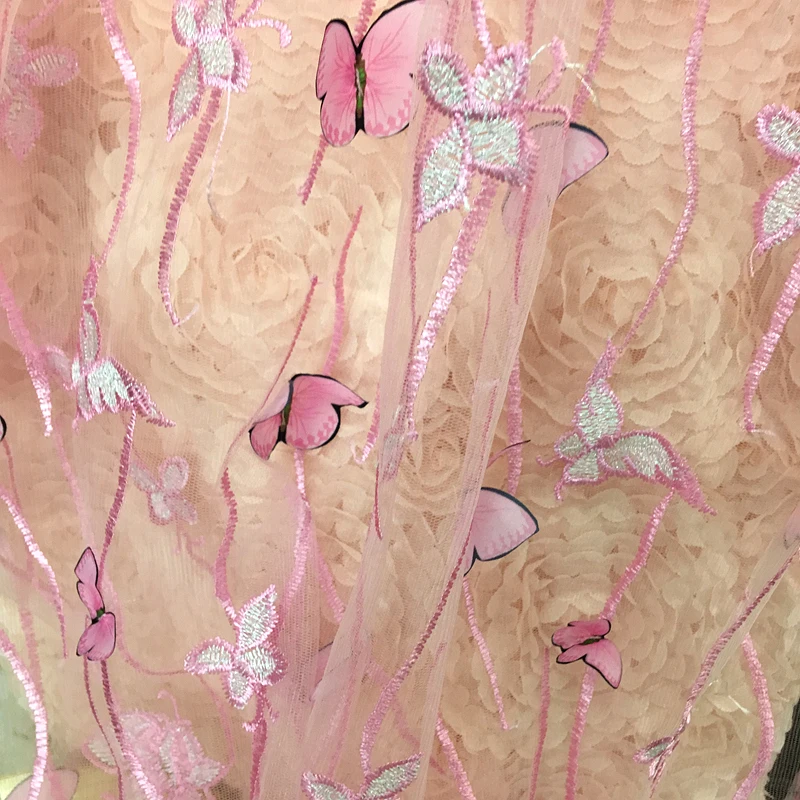 Женское кружевное платье с бабочками розовая ткань для шитья свадебных платьев