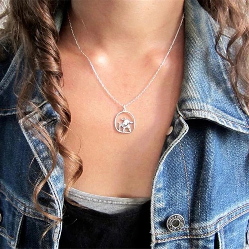 

Fashion Simple Cute Silver Color Lamb Necklaces Temperament Women Charm Pendant Necklace Party Jewelry