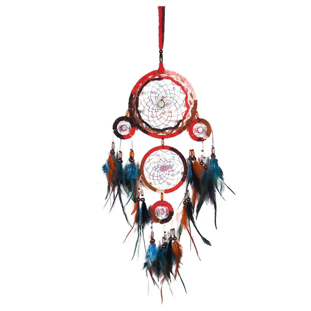 

Five Ring Dream Catcher Pendant Pure Handicraft Production Wind Chime Creative Gift Dream Catcher Jewelry Home Wall Decoration