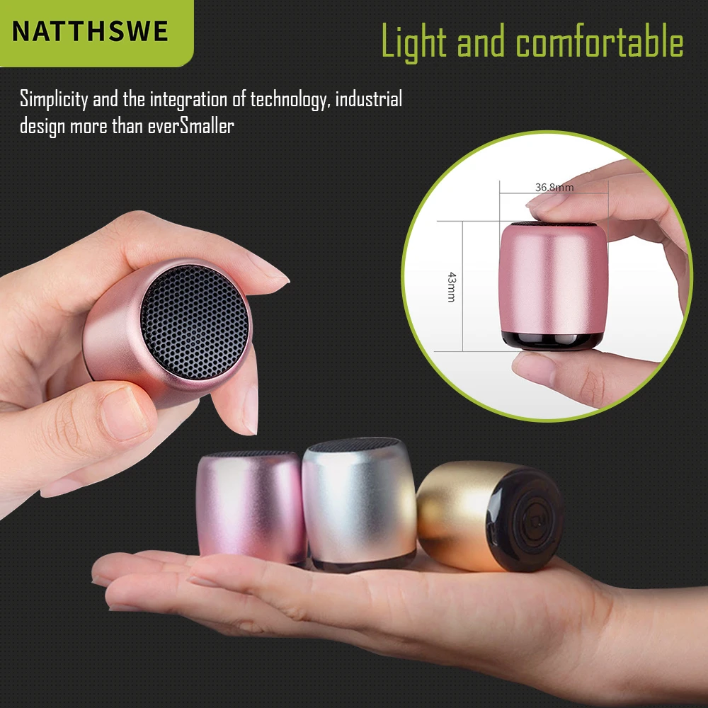 NATTHSWE M2 TWS металлический супер мини беспроводной Bluetooth динамик портативный